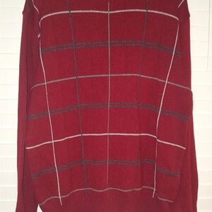Vintage Oscar De La Renta Men's Burgandy Sweater 100% Cotton Size L